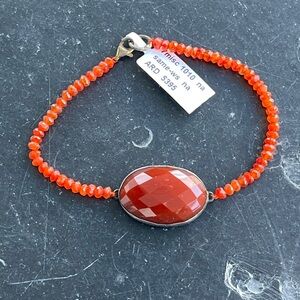 Elegant Faceted Carnelian Beaded Bracelet 7”